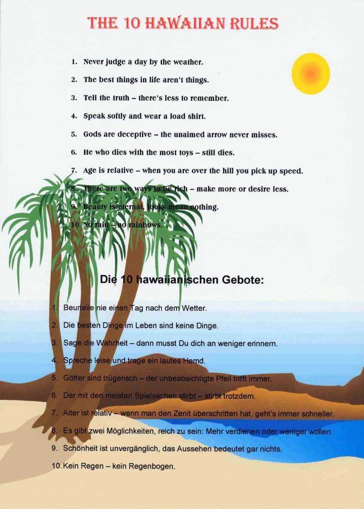 10 Goldene Hawaiianische Regeln