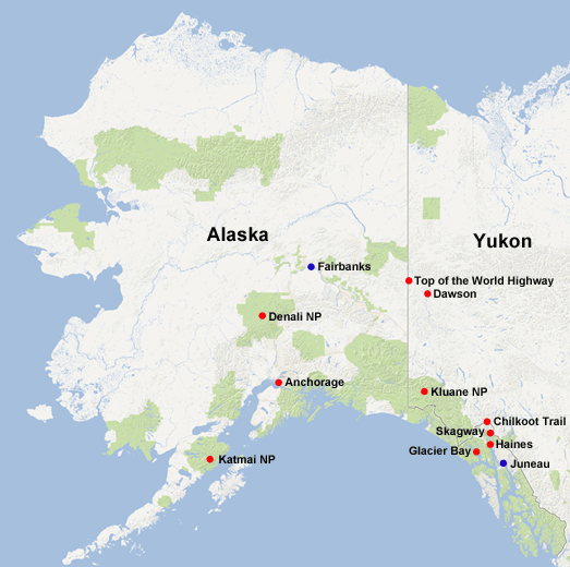 Karte Alaska und Yukon Territory